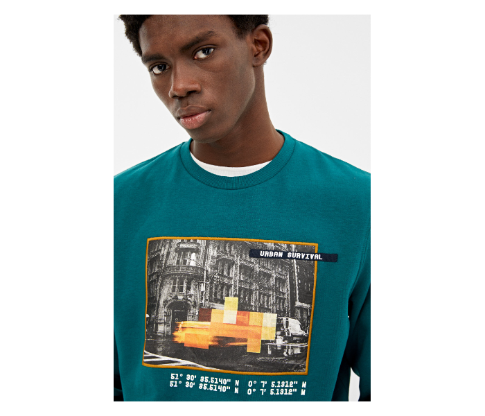 Springfield 009621086 Medium Sweatshirt for Men - Teal - Zoom Image 2