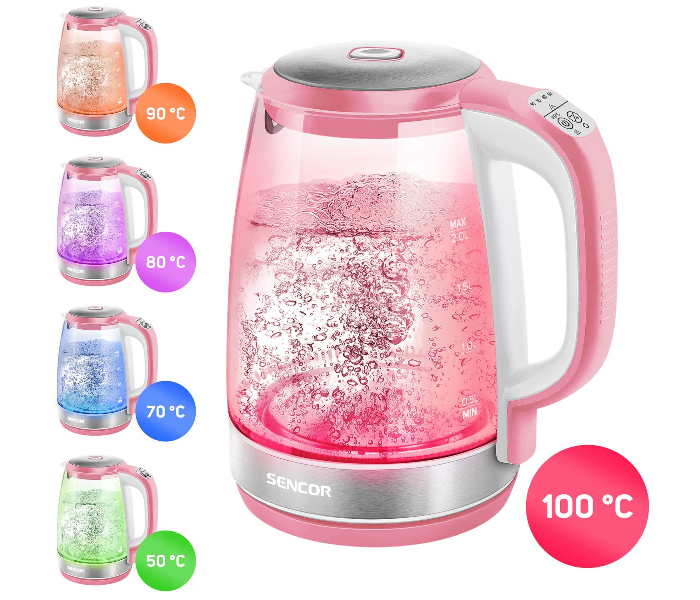 Sencor SWK 2194RD 2200W 2 Litre Glass Kettle - Red - Zoom Image 2