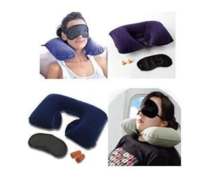 3 in 1 Travel Selection Comfort Fabric Neck Pillow Eye Shade Mask Ear Plugs for Men and Women - Zoom Image 3