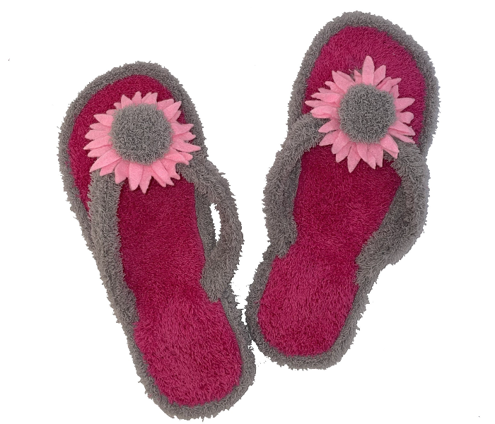 Casual LFV99 US 09 Flower Design Daily Wear Soft Flat Home Slippers for Women - Grey - Zoom Image