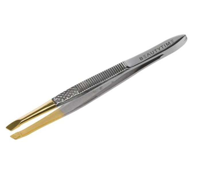 Beautytime BT126 Gold Plated Tipped Slant Tweezers - Zoom Image