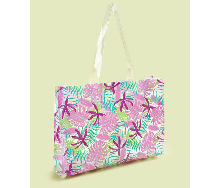 VW Trendz swbag03200408874 Large Leaf Print PVC Tote Bag - Pink - Zoom Image 2