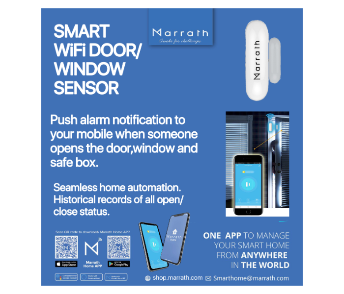 Marrath Smart Wifi Home Door, Window, Safe, Locker Sensor -  White - Zoom Image 2