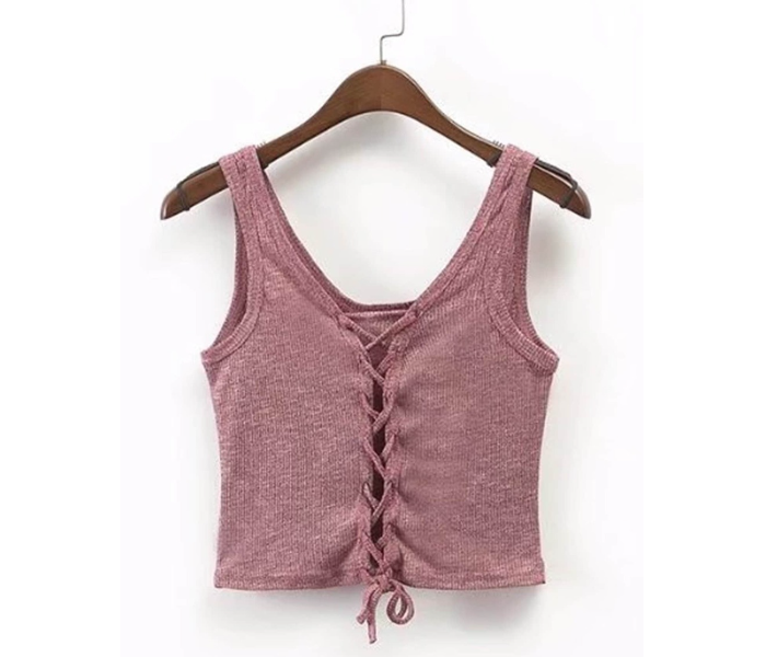 VW Trendz vest180110204 Small Lace Up Tank Top for Women - Pink - Zoom Image