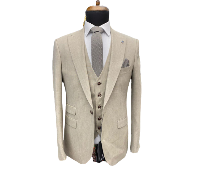 Fatih Zraiq Size 52 Trendy and Attractive Premium Quality 3 Pieces Suit for Men - Cream - Zoom Image