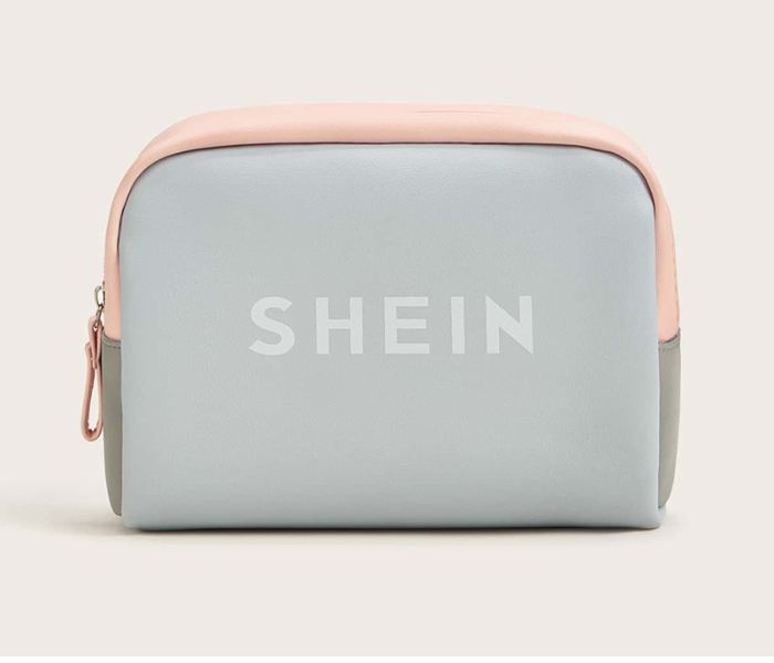 VW Trendz gift191025999 Small Logo Print Colorblock PU Cosmetic Bag - Light Blue - Zoom Image