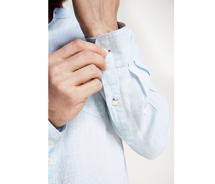 Springfield 099330118 Small Linen Shirt for Men - Light Blue - Zoom Image 4