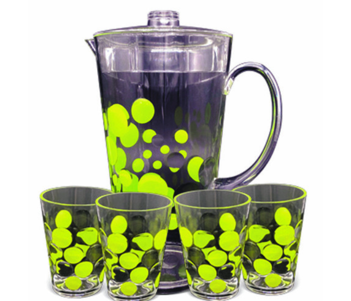 Homeway HW1188 Water Jug With 4 Pcs Glass - Blue and Green - Zoom Image