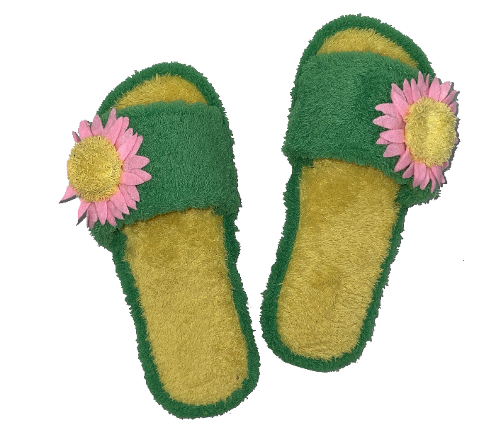 Casual LFO30 US 10 Flower Design Daily Wear Soft Flat Home Slippers for Women - Green - Zoom Image