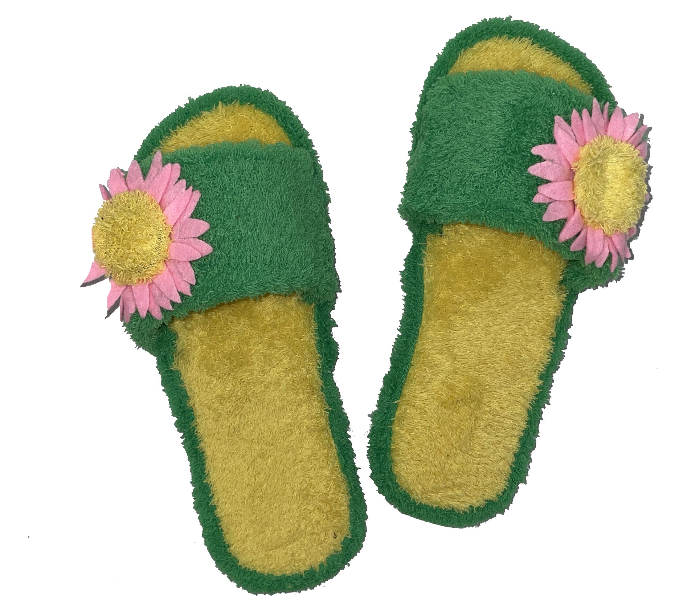 Casual LFO30 US 07 Flower Design Daily Wear Soft Flat Home Slippers for Women - Green - Zoom Image