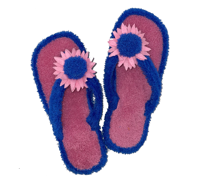 Casual LFV99 US 09 Flower Design Daily Wear Soft Flat Home Slippers for Women - Blue - Zoom Image