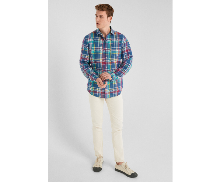 Springfield 099554188 Small Linen Shirt for Men - Turquoise - Zoom Image 1