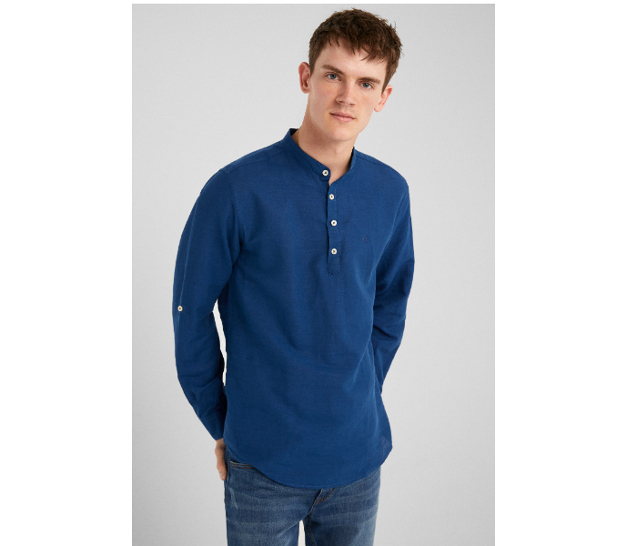 Springfield 099561412 XS Linen Shirt for Men - Medium Blue - Zoom Image 3