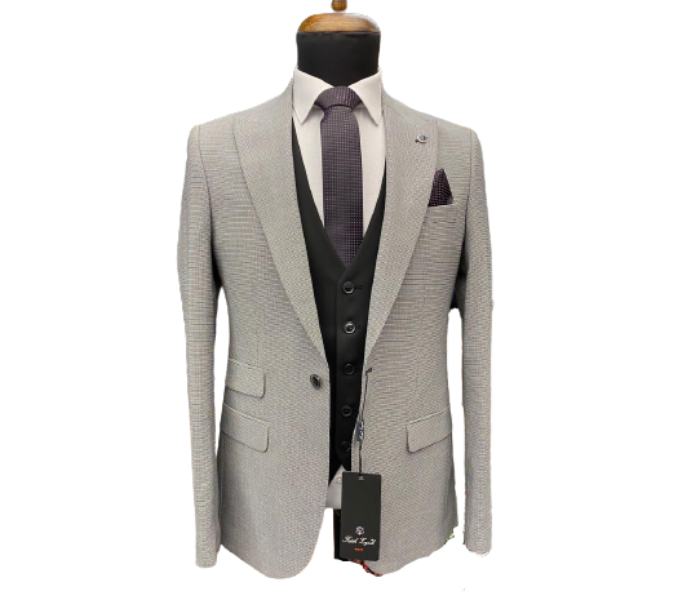 Fatih Zraiq Size 52 Trendy and Attractive Premium Quality 3 Pieces Suit for Men - Grey and Black - Zoom Image