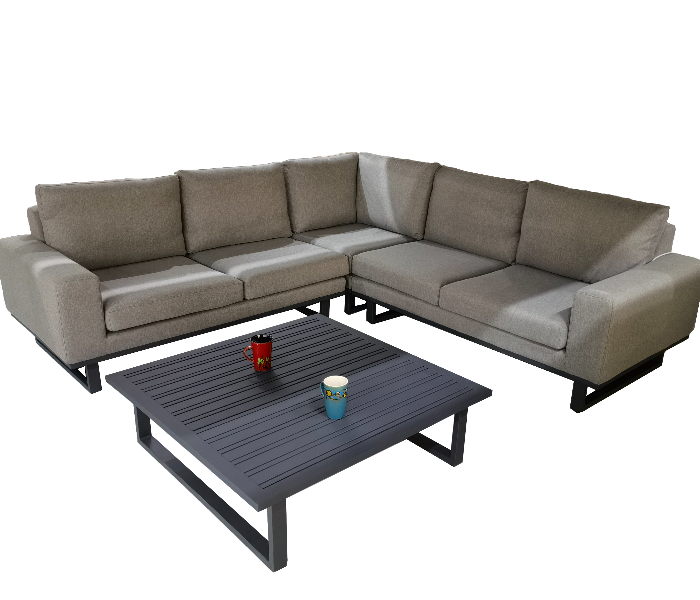 Attractive RLS1688 250cm x 250cm L Shape Sofa with Aluminium Table- Brown - Zoom Image 3