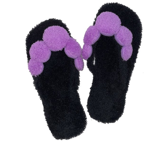 Casual LFV95 US 08 Design Daily Wear Soft Flat Home Slippers for Women - Black - Zoom Image