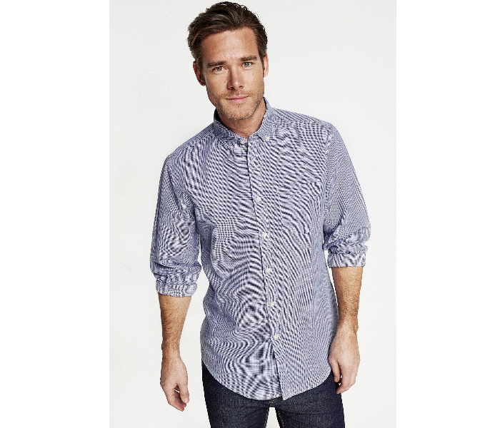 Springfield 099322010 Small Linen Shirt for Men - Navy - Zoom Image 2