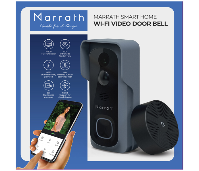  Marrath Smart Video Door Bell - Black and Grey - Zoom Image 1