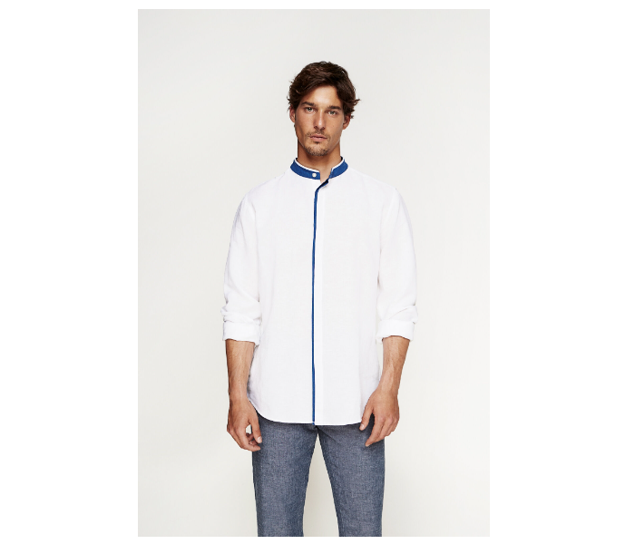 Springfield 099336012 XXL Linen Shirt for Men - Medium Blue - Zoom Image 1