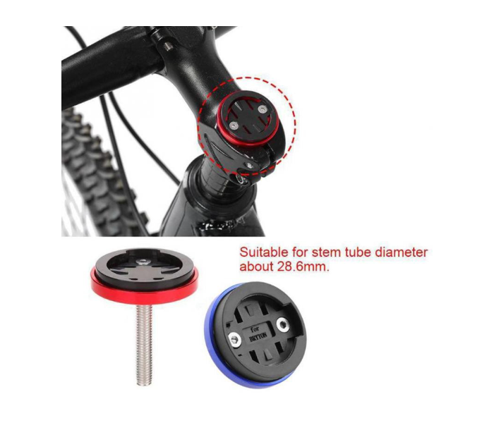 MTB Road Bike Computer Holder Stem Top Cap Stopwatch GPS Mount Speedometer Fixed Holder Base with 3 Adapters for Garmin, Bryton, Cateye, XOSS Cycling Computers - Black - Zoom Image 4