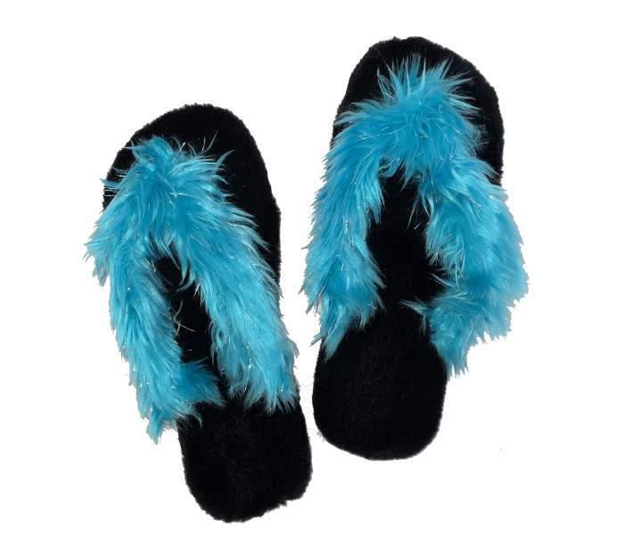 Casual LFV56 US 10 Daily Wear Soft Flat Home Slippers for Women - Black and Blue - Zoom Image