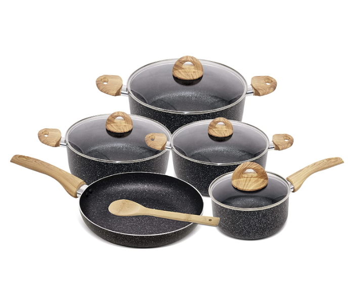 Homeway HW3423 10 Pieces MarPressed ble Cookware Set - Black - Zoom Image