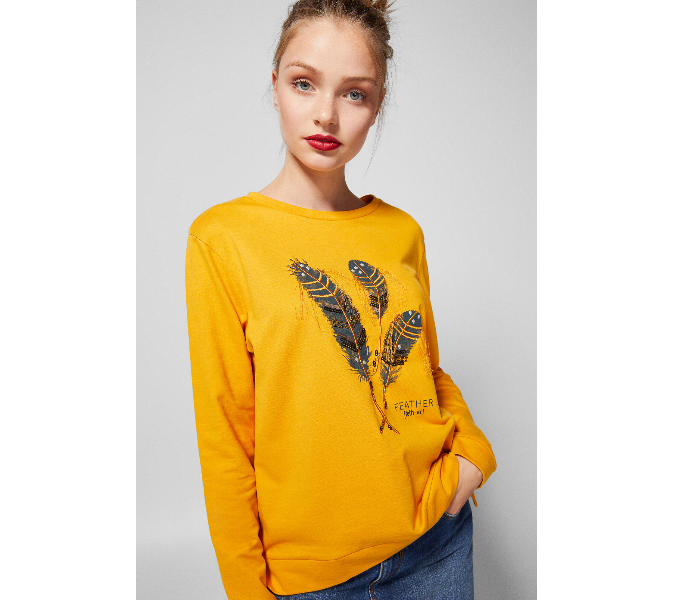 Springfield 108414328 Small Sweat Shirt for Women - Yellow - Zoom Image 2