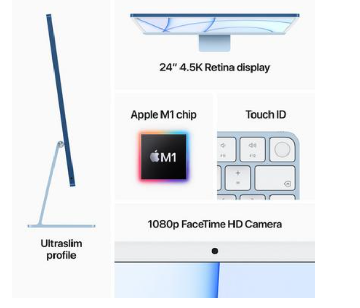 Apple iMac MGTF3 24 inch  Apple M1 Chip 8GB RAM 256GB macOS - Silver - Zoom Image 5