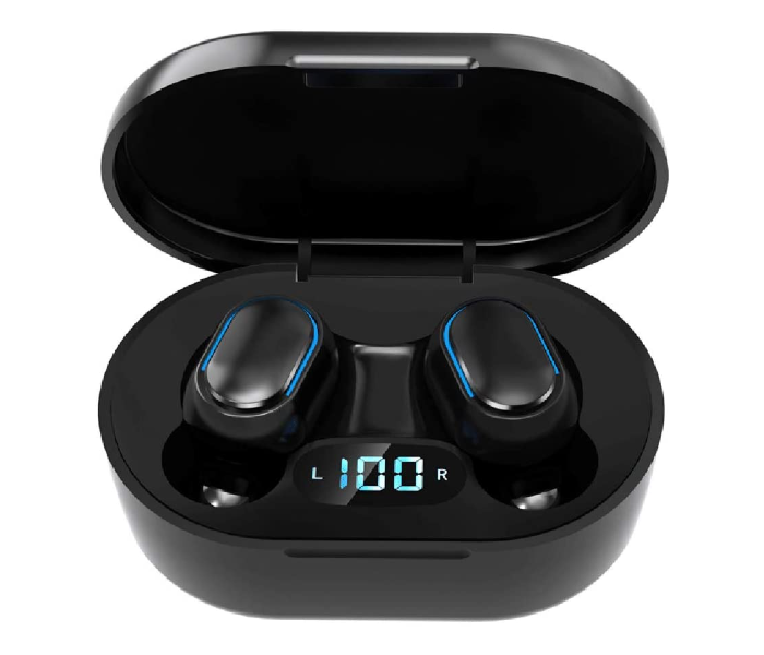 Air-E7S TWS Earbuds Bluetooth 5.0 True Wireless Sport Gaming Earphones with mic Digital Display- Black - Zoom Image 1