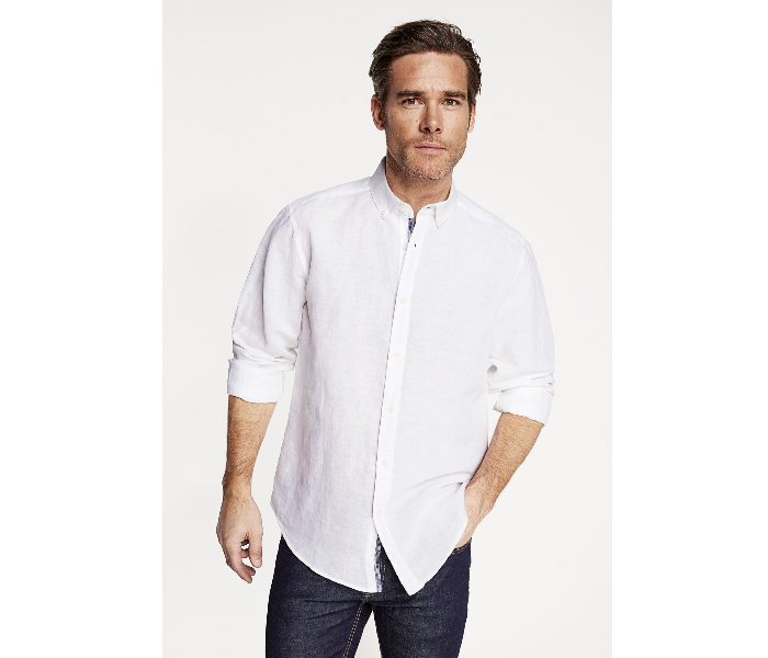 Springfield 099321299 Small Linen Shirt for Men - White - Zoom Image 1