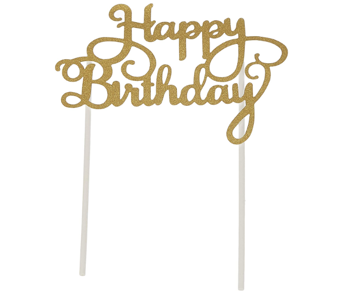 Glitter Happy Birthday Cake Topper - Gold - Zoom Image