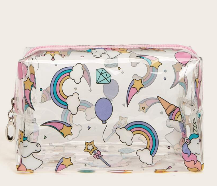 VW Trendz swmakeup03190620307 Rainbow and Horse Transparent Makeup Bag - White - Zoom Image 1