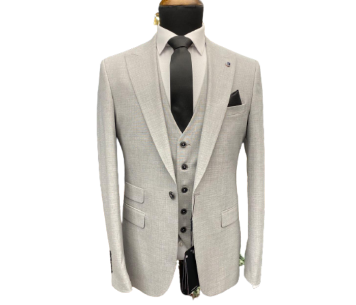 Fatih Zraiq Size 54 Attractive and Trendy Premium Quality 3 Pieces Suit for Men - Light Grey - Zoom Image