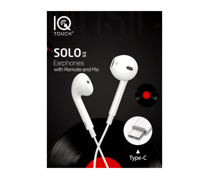 IQ Touch SOLO S5 Wired Earphone with Type C Connector - White - Zoom Image 1