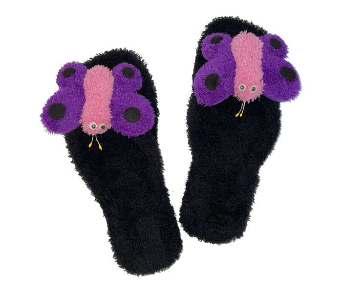 Casual LFV57 US 06 Daily Wear Soft Flat Home Slippers for Women - Black and Violet - Zoom Image