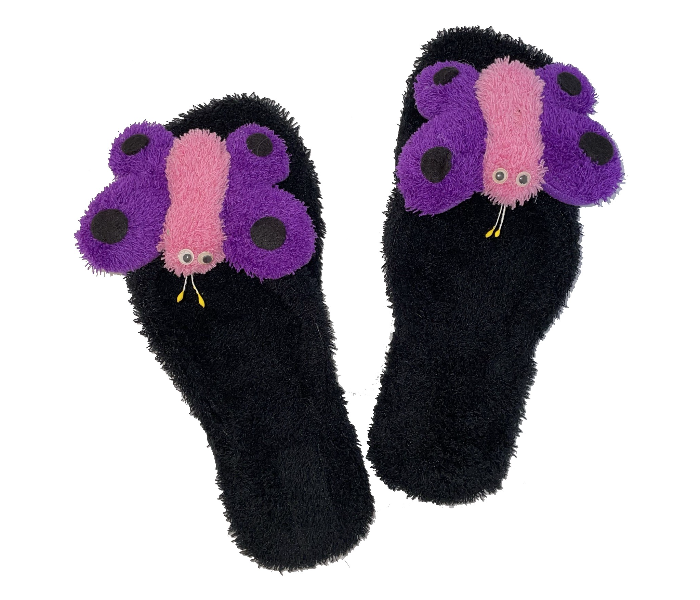 Casual LFV57 US 09 Daily Wear Soft Flat Home Slippers for Women - Black and Violet - Zoom Image