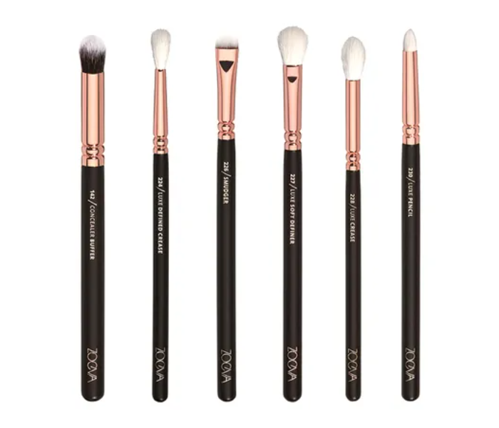 Golden Luxury Makeup Brush Set of 12 Pieces - Black and Rosegold - Zoom Image 2