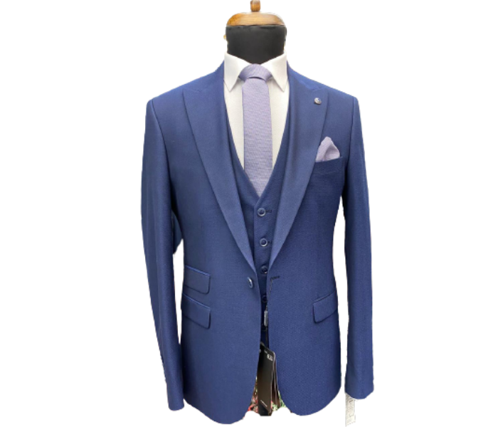 Fatih Zraiq Size 54 Trendy and Attractive Premium Quality 3 Pieces Suit for Men - Navy Blue - Zoom Image