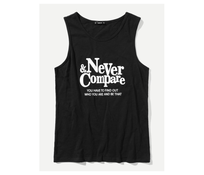 VW Trendz vest180619701 Large Letter Front Scoop Neck Tank Top for Men - Black - Zoom Image