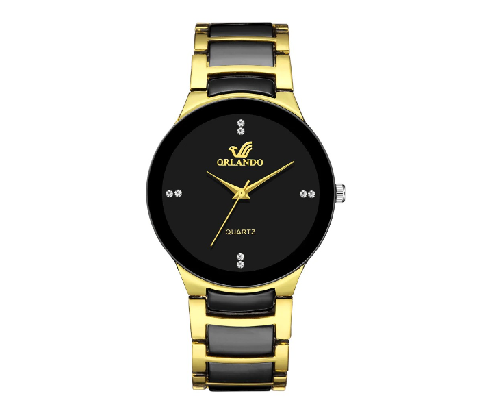 Orlando Black Dial Large Fashion Watches - Black and Gold  - Zoom Image