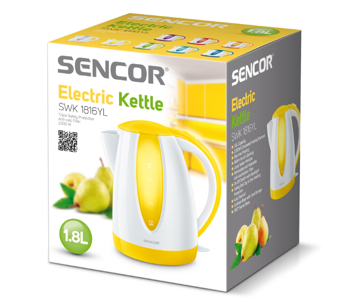 Sencor SWK 1816YL 2000W 1.8 Litre Electric Kettle - White and Yellow - Zoom Image 2