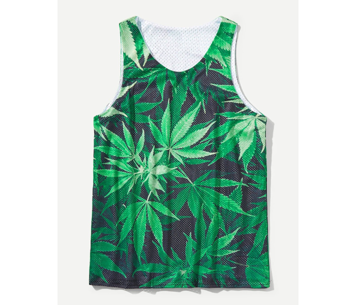 VW Trendz vest180525166 Medium Plant Print Vest for Men - Green - Zoom Image