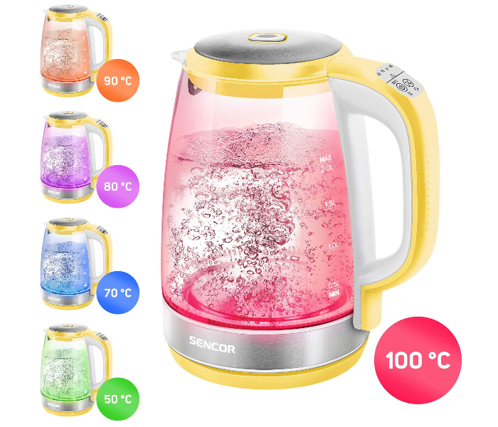 Sencor SWK 2196YL 2200W 2 Litre Glass Kettle - Yellow - Zoom Image 2