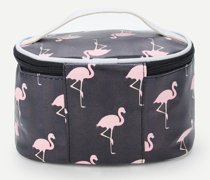 VW Trendz makeup180919604 Flamingo Pattern Makeup Bag - Black - Zoom Image 2