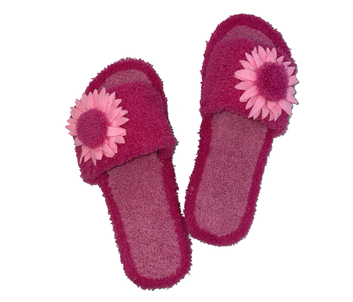 Casual LFO30 US 10 Flower Design Daily Wear Soft Flat Home Slippers for Women - Dark Pink - Zoom Image