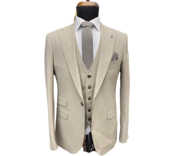 Fatih Zraiq Size 56 Trendy and Attractive Premium Quality 3 Pieces Suit for Men - Cream - Zoom Image