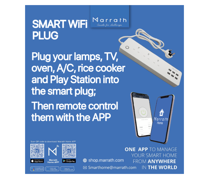 Marrath Smart Wifi Multi Plug To Control Devices - White - Zoom Image 2