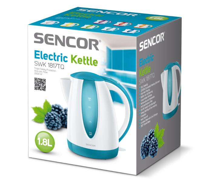 Sencor SWK 1817TQ 2000W 1.8 Litre Electric Kettle - White and Turquoise - Zoom Image 2