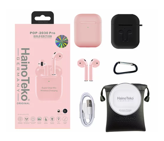 Haino Teko POP-2030 Pro Gold edition Bluetooth Airpod - Pink - Zoom Image 2