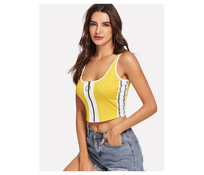 VW Trendz vest180606716 Large O-Ring Zip Up Color Block Tank Top for Women - Yellow - Zoom Image